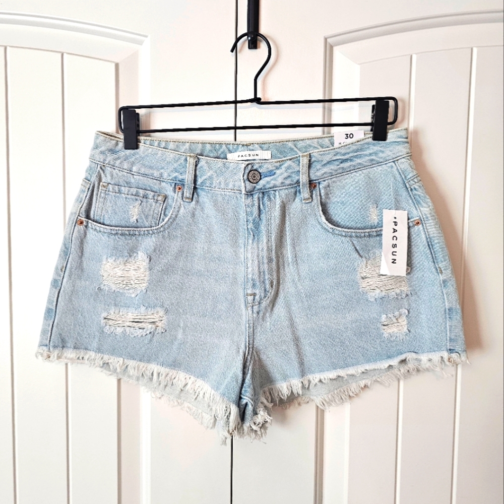 Pacsun Light Blue Distressed Denim Shorts